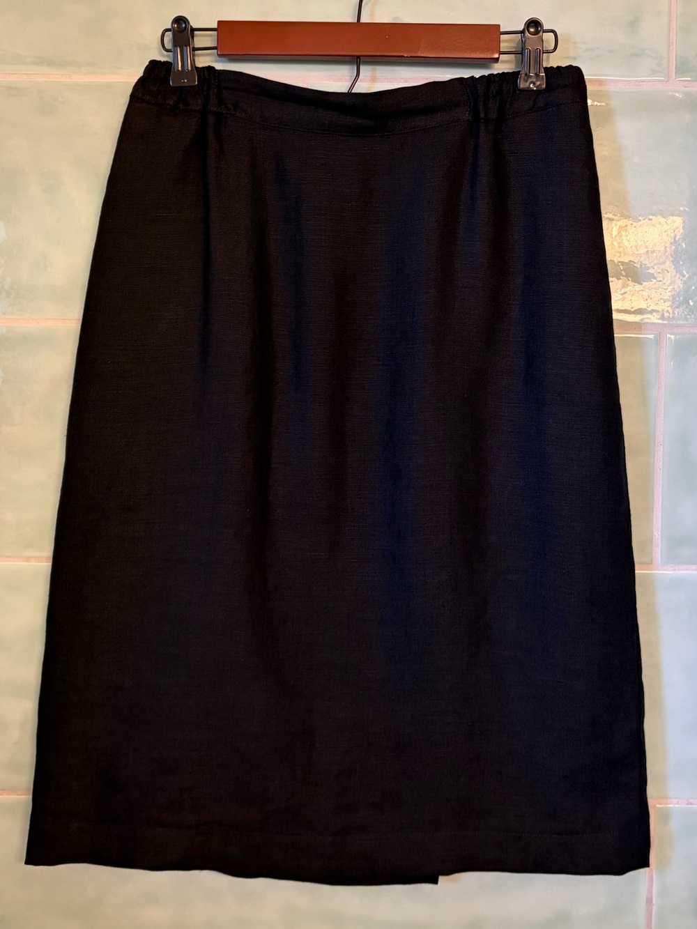 LIKE NEW!!! eskandar Black Linen Midi Skirt with pockets (brand size 1) 8-10